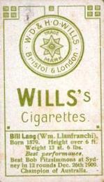 1911 Wills's Boxers (Green Stars & Circle Back) #NNO Bill Lang Back