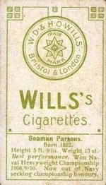 1911 Wills's Boxers (Green Stars & Circle Back) #NNO Seaman Parsons Back