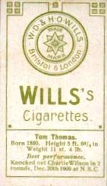 1911 Wills's Boxers (Green Stars & Circle Back) #NNO Tom Thomas Back