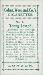 1912 Cohen Weenan & Co. Famous Boxers #6 Young Joseph Back