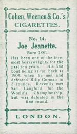 1912 Cohen Weenan & Co. Famous Boxers #14 Joe Jeanette Back