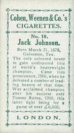 1912 Cohen Weenan & Co. Famous Boxers #18 Jack Johnson Back
