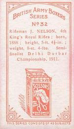 1913 Wills's Scissors British Army Boxers #32 J. Nelson Back