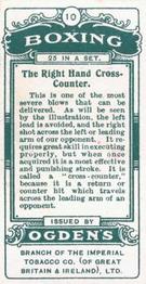 1914 Ogden's Boxing #10 Right hand cross-counter Back