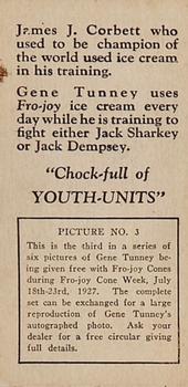 1927 Fro-Joy Champions Series Gene Tunney F52 #3 Gene Tunney Back