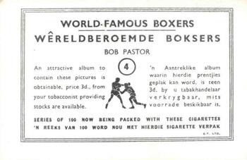 1935 United Tobacco World Famous Boxers #4 Bob Pastor Back