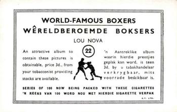 1935 United Tobacco World Famous Boxers #22 Lou Nova Back