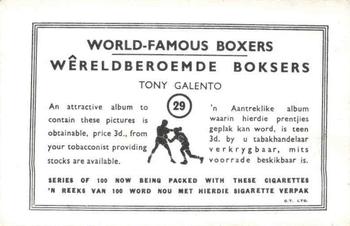 1935 United Tobacco World Famous Boxers #29 Tony Galento Back