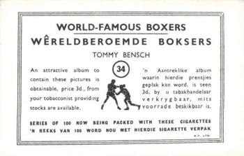 1935 United Tobacco World Famous Boxers #34 Tommy Bensch Back