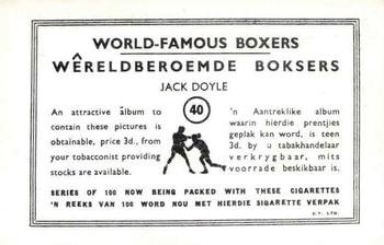 1935 United Tobacco World Famous Boxers #40 Jack Doyle Back