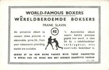 1935 United Tobacco World Famous Boxers #42 Frank Slavin Back