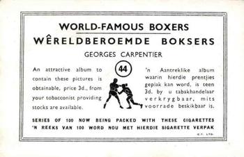 1935 United Tobacco World Famous Boxers #44 Georges Carpentier Back