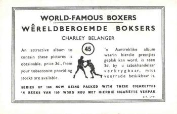 1935 United Tobacco World Famous Boxers #45 Charley Belanger Back
