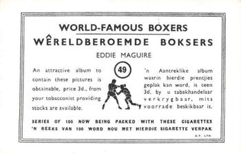 1935 United Tobacco World Famous Boxers #49 Eddie Maguire Back