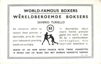1935 United Tobacco World Famous Boxers #53 Saverio Turiello Back