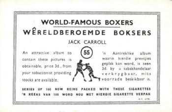1935 United Tobacco World Famous Boxers #55 Jack Carroll Back