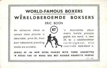1935 United Tobacco World Famous Boxers #67 Eric Boon Back