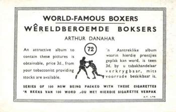 1935 United Tobacco World Famous Boxers #72 Arthur Danahar Back