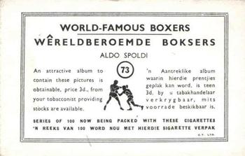 1935 United Tobacco World Famous Boxers #73 Aldo Spoldi Back