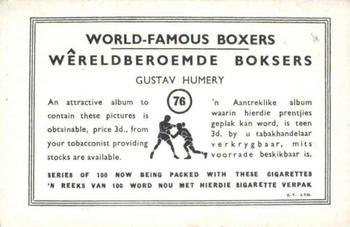 1935 United Tobacco World Famous Boxers #76 Gustave Humery Back