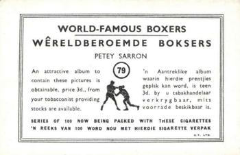 1935 United Tobacco World Famous Boxers #79 Petey Sarron Back