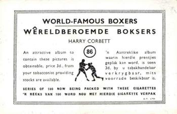 1935 United Tobacco World Famous Boxers #86 Harry Corbett Back