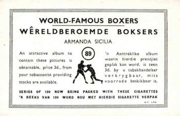 1935 United Tobacco World Famous Boxers #89 Armando Sicilia Back