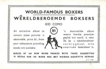 1935 United Tobacco World Famous Boxers #91 Cecil Como Back