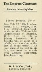 1923 Burstein Isaacs & Co. Famous Prize Fighters #5 Young Josephs Back