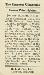 1923 Burstein Isaacs & Co. Famous Prize Fighters #21 Johnny Basham Back