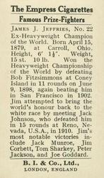 1923 Burstein Isaacs & Co. Famous Prize Fighters #22 James Jeffries Back