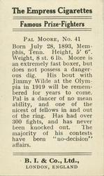 1923 Burstein Isaacs & Co. Famous Prize Fighters #41 Pal Moore Back