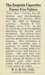 1923 Burstein Isaacs & Co. Famous Prize Fighters #45 Kid Lewis Back