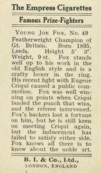 1923 Burstein Isaacs & Co. Famous Prize Fighters #49 Joe Fox Back