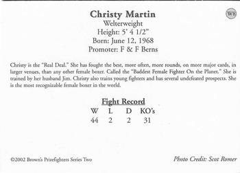 2002 Brown's - Women Boxers #W8 Christy Martin Back