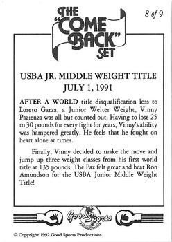 1992 Good Sports Come Back #8 USBA Title - 1991 Back