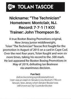 2021 Boston Boxing Promotions #NNO Tolan Tascoe Back