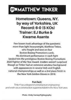 2021 Boston Boxing Promotions #NNO Matthew Tinker Back