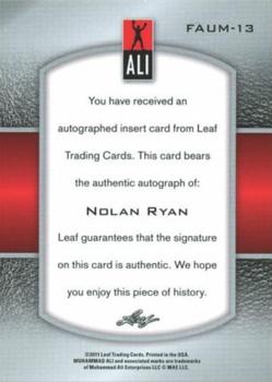 2011 Leaf Muhammad Ali Metal - Fans of Ali Autographs #FAUM-13 Nolan Ryan Back
