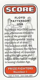 2009 Caplin & Rosetti Score Prize Fighters Red Backs #1 Floyd Patterson Back