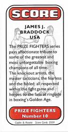 2009 Caplin & Rosetti Score Prize Fighters Red Backs #10 James J. Braddock Back