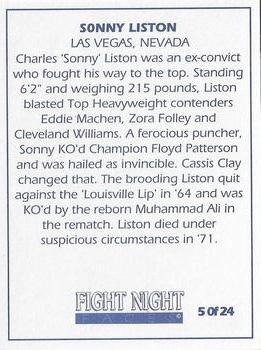 1992 Fight Night Faces #5 Sonny Liston Back