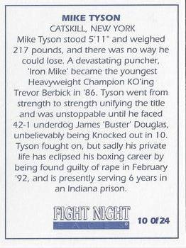 1992 Fight Night Faces #10 Mike Tyson Back