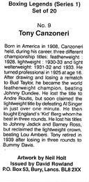 1999 Boxing Legends Series 1 #9 Tony Canzoneri Back