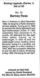 1999 Boxing Legends Series 1 #19 Barney Ross Back