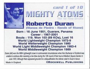 2004 Rockwell Mighty Atoms #1 Roberto Duran Back