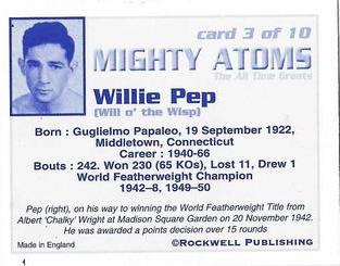 2004 Rockwell Mighty Atoms #3 Willie Pep Back