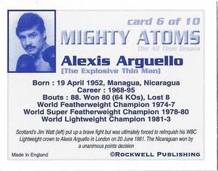 2004 Rockwell Mighty Atoms #6 Alexis Arguello Back