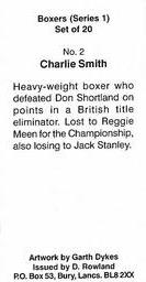 1999 Rowland Boxers Series 1 #2 Charlie Smith Back