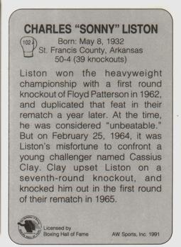1991 All World #102 Sonny Liston Back